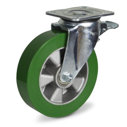 LK/PAKS160/F Roata pivotanta cu frana din poliuretan, duritate 75 ShA, 160 mm - LK/PAKS160/F