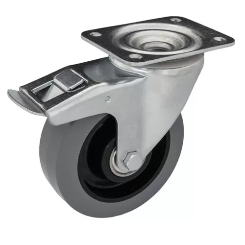 L/EKK/F Roata pivotanta cu frana cauciuc elastic 80 mm - L/EKK080BG/F